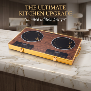 <span class=keywords><strong>Cocina</strong></span> Portátil Elegante para Catering, con Doble Placa <span class=keywords><strong>de</strong></span> Cerámica, Acabado en Madera <span class=keywords><strong>y</strong></span> Dorado, Ideal para Hotpot - Product Image 4