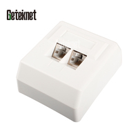 Jerman Pelat Wajah Dosis AP Flush Mount CAT5 CAT5e RJ45 Permukaan Outlet Mount Faceplate 2Port FTP