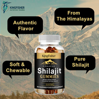 Gummies de Shilajit KingFisher OEM ODM sans sucre, véganes, supplément à base de plantes pour le soutien quotidien de l'énergie et de la vitalité, marque privée, vente en gros