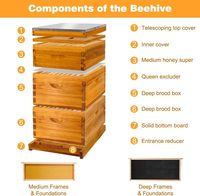 BF BEE Langstroth Bienenstock mit Komplettem Imker-Werkzeugkasten Neuzustand Wachsbeschichtete Chinesische Tanne 25kg