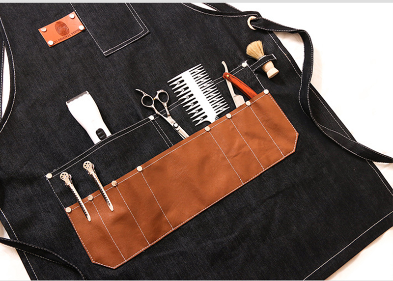 Grembiule Professionale Nero Per Parrucchiere, Barbiere E Coffee Shop, Con Tasche E Collo Regolabile, Personalizzabile Con Nome - 5