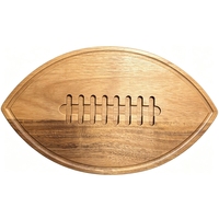 Planche à découper en bois d'acacia en forme de ballon de football, plateau de service pour charcuterie de 16 x 9,5 pouces pour les fêtes, les sorties en plein air et la maison