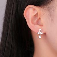Boucles d'oreilles Ankh Boucles d'oreilles à breloques Ankh sans ternissure en acier inoxydable Boucles d'oreilles en forme de croix Ankh
