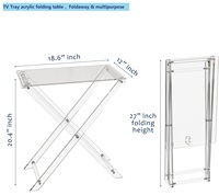 Table pliante en acrylique, plateau pliable et multifonctionnel, table basse en acrylique utilisable comme plateau de service et support de présentation