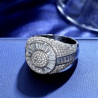 Bague Mlluki en laiton plaqué or et argent, motif cercle concentrique, avec zircon baguette micro-pavé en forme d'éventail sur bande latérale, pour homme, bijoux hip-hop