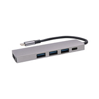 Hub USB C 5-in-1 Multiport Bahan Tahan Api untuk Laptop dengan Pembaca Kartu SD dan Output DC
