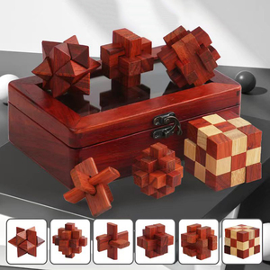 สมอง Teasers ปริศนาไม้ชุด 3D เกมสมองปลดล็อคปริศนาที่เชื่อมต่อกัน <span class=keywords><strong>IQ</strong></span> ทดสอบของเล่นสําหรับเด็กผู้ใหญ่ - Product Image 6