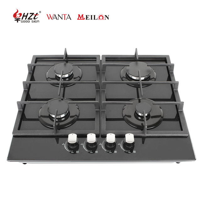 Energy Efficient Home Use Glass Surface 4-Burner Built-in Gas Cooktop with Knob Control