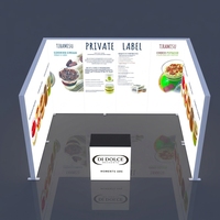 Stand d'exposition pliable 8x8 pieds avec boîte à lumière LED pour toile de fond de stand, tissu tendu, présentoir pop-up pour exposition