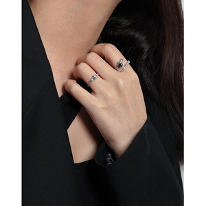 Hàn Quốc Phiên Bản S925 Sterling Silver Mở Vòng Ins Thích hợp Thiết Kế Với Micro-Zircon Dung Nham Kết Cấu Cho Đám Cưới Và Đảng - Product Image 3