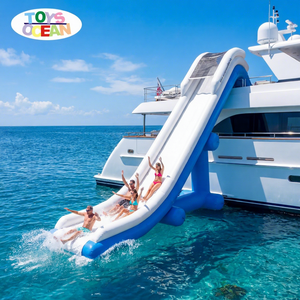Toboggan aquatique gonflable en PVC bleu et blanc pour bateau/yacht et piscine extérieure, capacité maximale 500 kg, 5 à 10 passagers - Product Image 1
