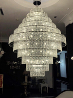 Grand lustre de plafond en cristal personnalisé, moderne et luxueux, pour escalier, hall d'entrée, lampe suspendue décorative à LED