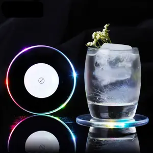 New product Customized Acrylic Button Switch Flashing Waterproof Light Beer Coaster Led