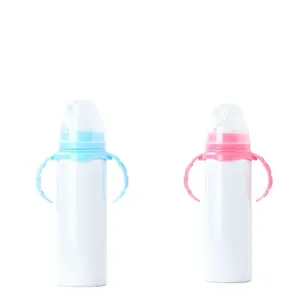 USA Entrepôt 12 oz silicone bébé tétine biberon en acier inoxydable bébé biberon sublimation alimentation eau biberon