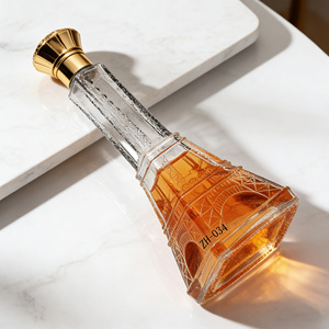 Bouteille en verre de luxe tendance en forme de Tour Eiffel, différentes tailles (500 ml, 750 ml) pour Brandy, Rhum, Tequila, <span class=keywords><strong>Bordeaux</strong></span> – Offre Spéciale - Product Image 1