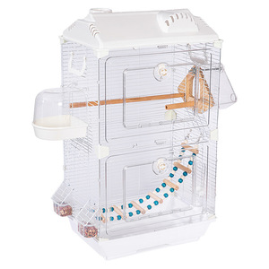 Sıcak satış Modern kolay temiz lüks <span class=keywords><strong>2</strong></span> katmanlar büyük kapasiteli akrilik taşınabilir papağan kuş kafesi ile çok aksesuarları - Product Image 1
