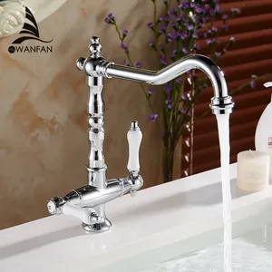 Wanfan 6036 Khách Sạn Hiện Đại Vòi Nước Đôi Xử Lý Brass Bồn Rửa Máy Trộn Tap Nóng & Lạnh Phòng Tắm Vòi Nước Chậu Chậu Rửa