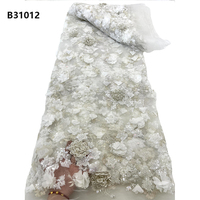 CHOCOO Offre Spéciale français Tulle séquence dentelle tissu avec perles mode 3D fleur broderie dentelle tissu