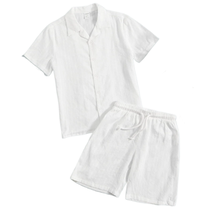 Usine lin coton tenues <span class=keywords><strong>papa</strong></span> <span class=keywords><strong>fils</strong></span> enfants famille style décontracté chemise short pantalon ensemble personnalisé usage domestique bébé filles adultes été - Product Image 1
