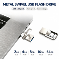 Clé USB 3.0 Type-C 2024 FASHION, clé USB 2.0, 64 Go, 2 en 1, clé USB pivotante pour Android, double USB, logo personnalisé