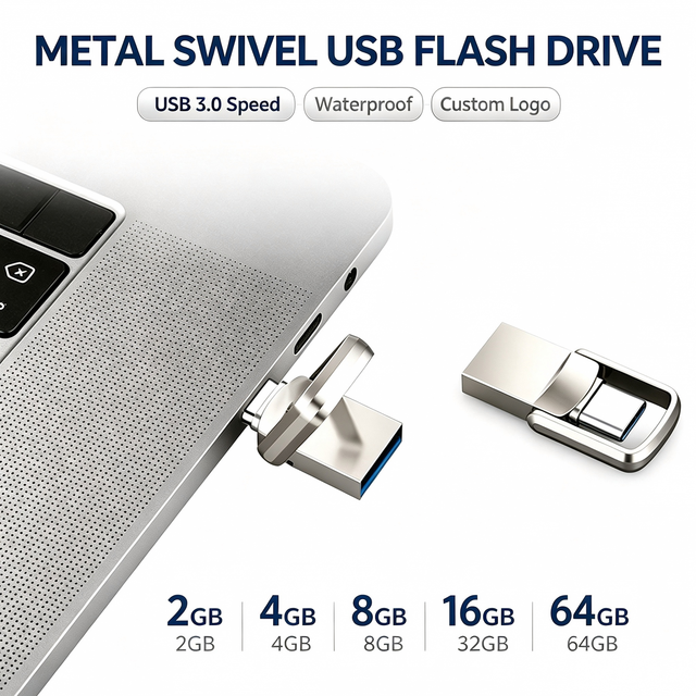 2024 FASHION USB 3.0 Type-c USB Flash Drive 2.0 Pen Drive 64gb 2 in 1 Swivel Flashdrive for Android Dual USB Custom Logo