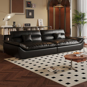 Sofá de Cuero Moderno para Sala de Estar, Estilo Vintage, para Apartamentos Pequeños, Diseño Simple con Acabado de Cera de Aceite, Esquinero, Ideal para <span class=keywords><strong>Alquiler</strong></span> de Muebles para el Hogar - Product Image 4