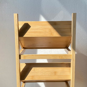Bamboo Storage Rack Triple Layer Square With Stand For Fruit Vegetable Bread Snack Organization L Size - Product Image 3