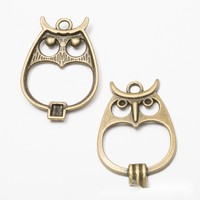 Pendentif en alliage creux en forme de silhouette de hibou, finition argent antique et bronze, pour clip de journal de observateur d'oiseaux