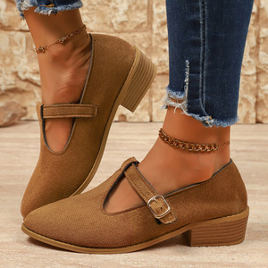 British Style Large Size Suede Low Heel Shoes for Women Autumn New Pointed Toe Thick Heel Wholesale 43 - Product Image 6