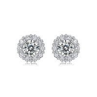 Mewah 925 perak murni kecil Moissanite bunga anting kancing anting pernikahan yang indah untuk pengantin atau hadiah