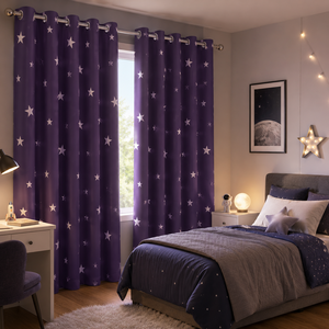 <span class=keywords><strong>Tende</strong></span> Oscuranti Moderne Deconovo Silver Star con Stampa in Lamina, Fonoassorbenti, per Camera da Letto, Cameretta, Soggiorno, 2 Pannelli 42x84 Pollici, Colore Royal - Product Image 1