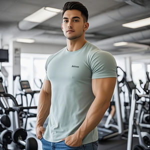 Camiseta de Verano Personalizada de Algodón para Hombre, Cuello Redondo, Estampado Formal, Transpirable, de Secado Rápido, Talla Grande - Product Image 1