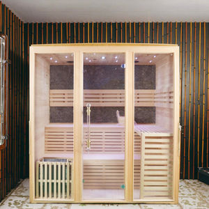 Sauna <span class=keywords><strong>à</strong></span> deux personnes en cèdre rouge de haute qualité compatible avec l'aromathérapie, avec thermomètre, seau et plateau pour huiles essentielles - Product Image 6