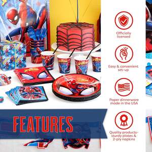 Artículos de Fiesta Desechables de <span class=keywords><strong>Spiderman</strong></span>, Cubierta de Mesa de Superhéroe, Pancarta de <span class=keywords><strong>Spiderman</strong></span>, Platos, Servilletas, Máscaras y Botones - Product Image 3