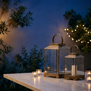 เชิงเทียนทองเหลืองโบราณแบบขายส่ง สำหรับตกแต่งบ้านและโต๊ะกลางแจ้ง - Product Image 2