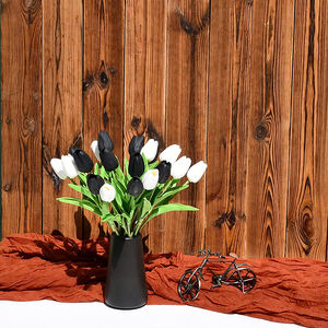 Noir Blanc Tulipes Ampoules Artificielle Real Touch Fleur Fleuriste Décoration <span class=keywords><strong>Tulipe</strong></span> Artificielle Latex Fleur - Product Image 3