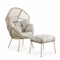 Fauteuil ergonomique à assise profonde et ottoman, ensemble de meubles d'extérieur résistant aux intempéries
