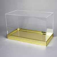 Boîte acrylique de base de miroir de luxe pour présentoir de figure de fleur couverture transparente de vitrine de plexiglas boîte d'affichage de PMMA