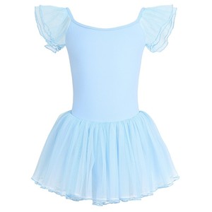 Robe de tutu de ballet pour filles, justaucorps à manches volantées, jupe de danse, robe de tutu courte pour l'entraînement et les spectacles - Product Image 4