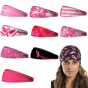نقية مخصصة حار بيع عالية الجودة الأزياء الوردي الشريط الرياضة عقال أغطية الرأس سرطان الثدي الوعي عصابات رأس - Product Image 1