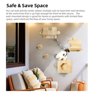 الأكثر مبيعًا أرفف إطار لشجرة القط الخشبية مثبتة على الحائط ، أرجوحة للقطط ، أثاث منصة الحائط للتسلق - Product Image 5
