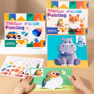 Libro de Actividades para Niños, Rompecabezas de Animales con Pegatinas, Juegos de Inteligencia, Pegatinas DIY, Educación Temprana, Collage Geométrico 3D Colorido - Product Image 2