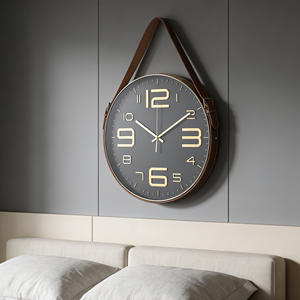 Reloj de Pared Industrial Grande de 20 Pulgadas, Color Negro, con Correa de Cuero, Sistema de Colgado, Números 3D en Relieve, para Decoración de Sala de Estar, 2026 - Product Image 3