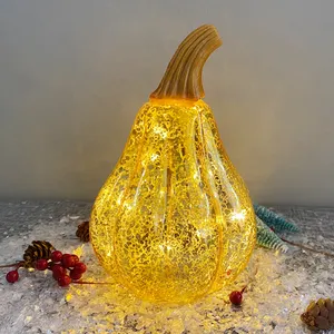 Cadılar bayramı dekorasyon kabak şekli altın cam kabak led ışıkları ev dekor için