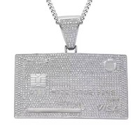 Collier pendentif en laiton en forme de carte VISA BES Fashion Hip Hop, serti de zircon, plaqué or, plaqué rhodium, bijoux pour anniversaire