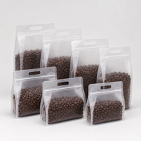 Sachet d'emballage de café premium avec valve et fermeture éclair, pochette à fond plat personnalisée pour grains torréfiés, sachet de café à huit soudures latérales
