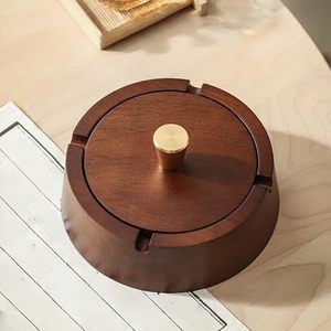Cenicero de <span class=keywords><strong>Madera</strong></span> Maciza Premium con Tapa, Hecho a Mano, Rústico, Resistente al Calor, con Revestimiento Extraíble de Acero Inoxidable <span class=keywords><strong>para</strong></span> el Hogar - Product Image 1