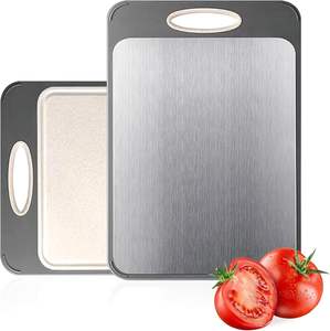 Tablas de Cortar de Acero Inoxidable 304 y Paja de Trigo de Doble Cara, No Tóxicas, para Cocina - Product Image 2