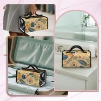 Sac de voyage cosmétique pliable à imprimé tropical ananas hawaïen, organiseur de maquillage avec compartiments transparents amovibles pour les voyages