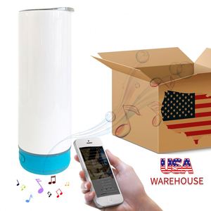 Outdoor Stainless Steel Vacuum Insulated Sublimation Wireless White 20Oz Speaker Tumbler - Product Image 4